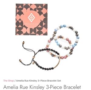 3-Piece Bracelet Set - Black, Blue, Pink Amelia Rue